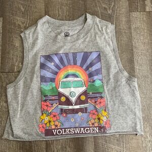 Volkswagen Rainbow Retro Graphic Cropped Tank Top Womens Small